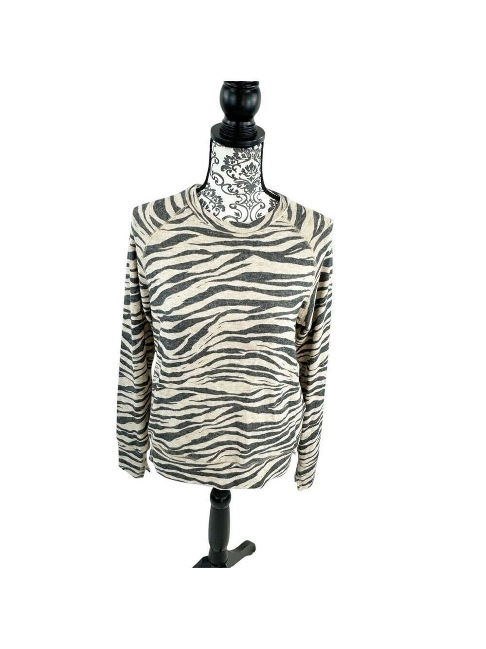 LNA Revolve Jillyan Zebra Print Raglan Sweatshirt Top